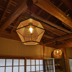 駿河竹細工 五角形の灯り ペンダントライト シーリングライト 天井照明