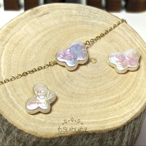 1粒 淡水パール ホワイト系 蝶 バタフライ ちょうちょ 12×9mm パール  