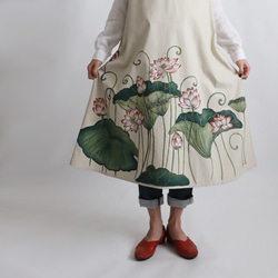母の日ＳＡＬＥ　手描きART　和画衣　清らかに咲く蓮　ワンピース　ゆったり　ジャンパースカート　B78A 9枚目の画像