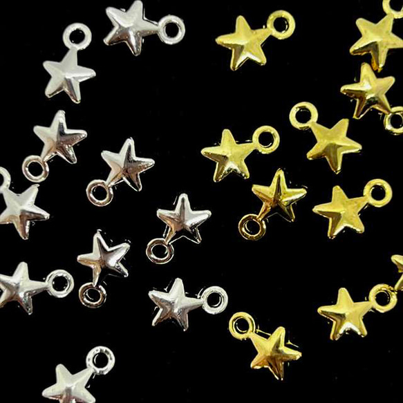 【10件】金屬吊飾★星星/黃金★星星小零件帶戒指 第5張的照片
