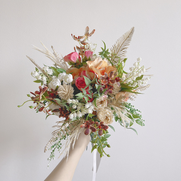 ブーケ ブートニア ウェディングブーケ 造花ブーケ アーティ