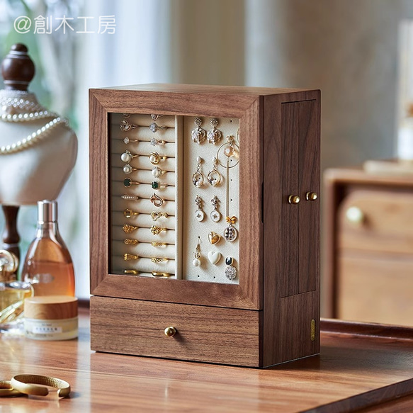 木製 小物入れ 鏡付き 組み木 木製 小物入れ 鏡付き 組み木 収納も