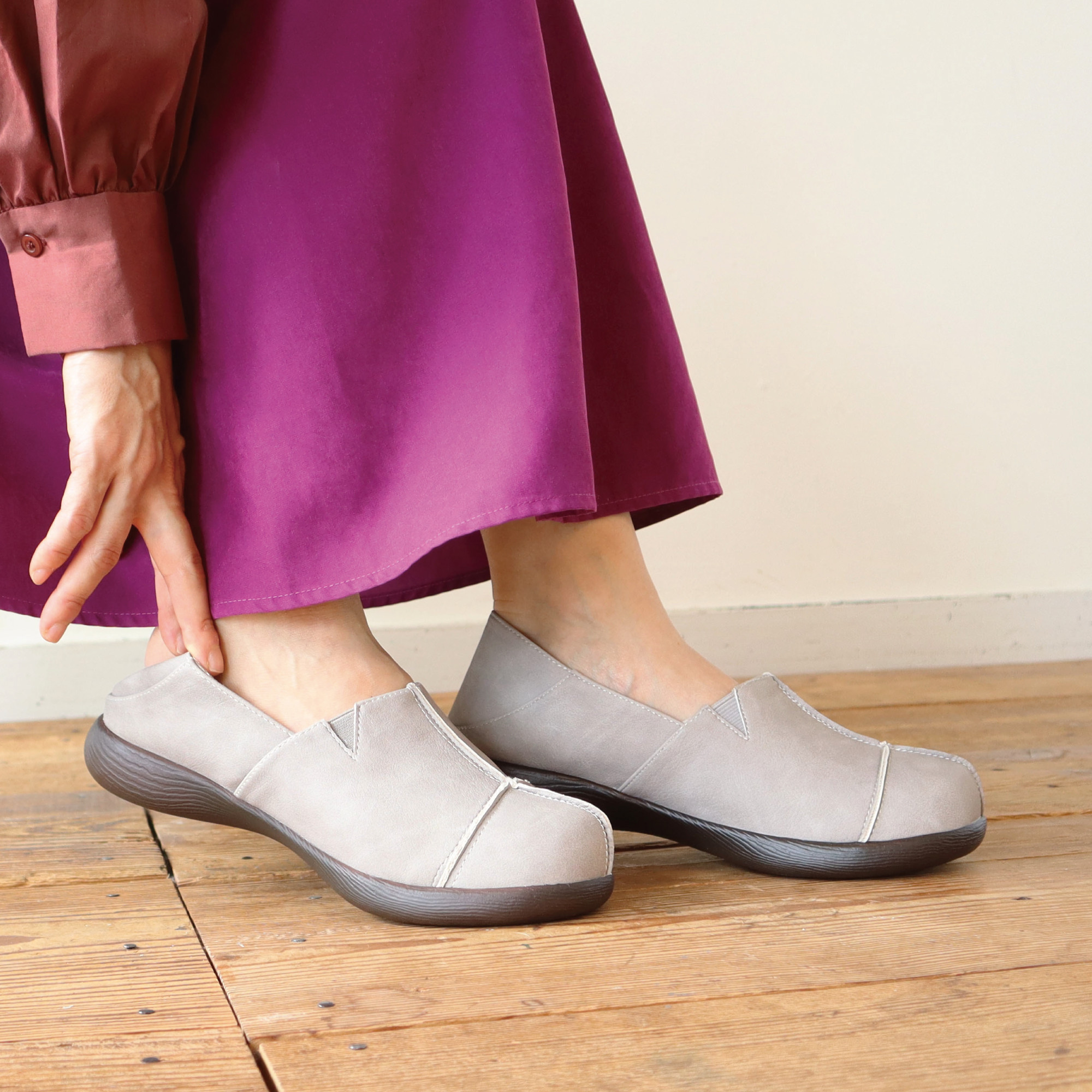 2wayフラットスリッポン | フラットシューズ 軽量 キックバック レディース 靴 Nuts world 72515