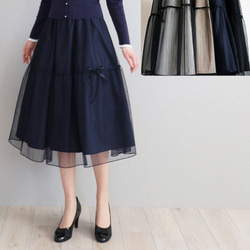 【讓你的服裝華麗起來！ ] 羅素蕾絲雙面半身裙【長款】【4色】 第1張的照片