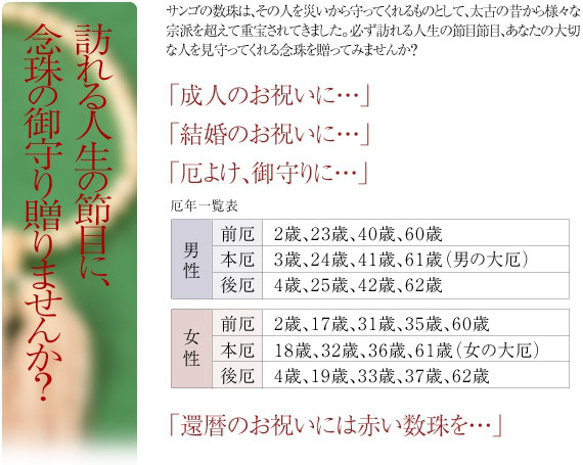 白珊瑚本連数珠　白房(無傷５mm玉使用) 