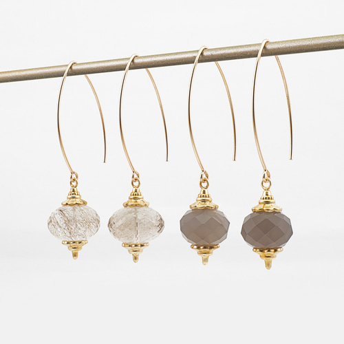 SV(GP) Lanthanum Pierced Earrings / L ピアス（フック・チェーン 
