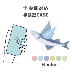 飛魚魚海洋生物羽毛藍色相容所有型號智慧型手機保護套筆記本型卡片儲存NLFT-BKCS-18x 第1張的照片