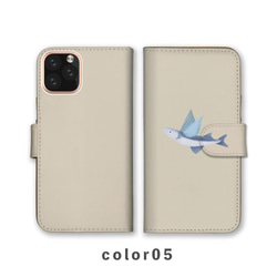 飛魚魚海洋生物羽毛藍色相容所有型號智慧型手機保護套筆記本型卡片儲存NLFT-BKCS-18x 第6張的照片