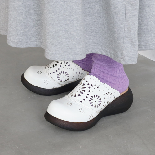 カットワークサボ | 厚底 甲高 幅広 サボサンダル レディース Nuts