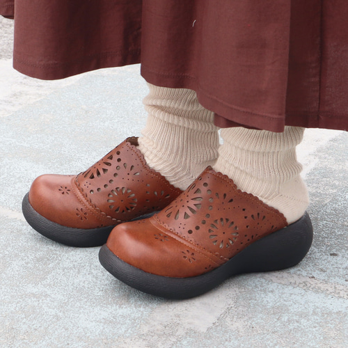 カットワークサボ | 厚底 甲高 幅広 サボサンダル レディース Nuts