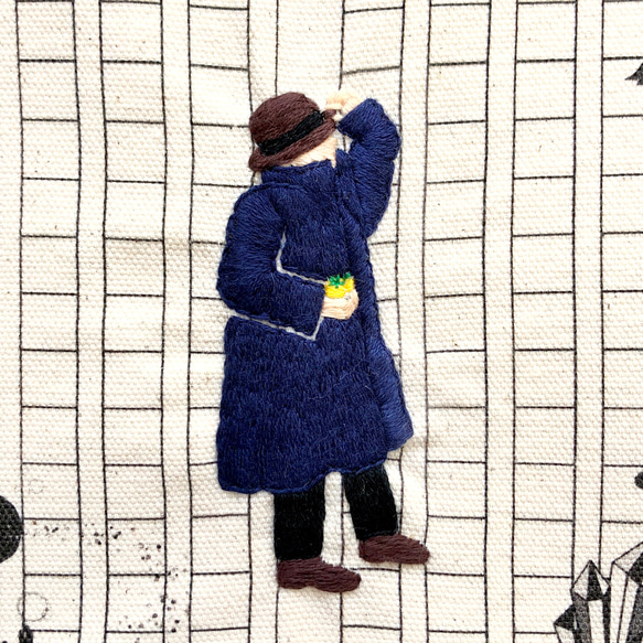 文豪　宮沢賢治イメージ　手刺繍トートバッグ / 2サイズ展開（B4サイズ、A3サイズ） 5枚目の画像
