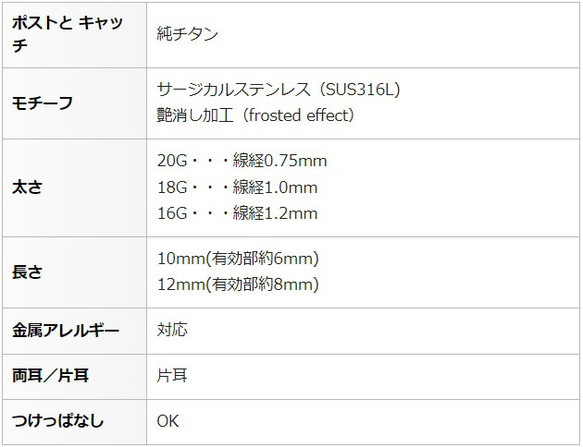 つけっぱなし フロストボール セカンドピアス マット M 4mm 純チタン 太軸 片耳 【2-4】 BlueHill 6枚目の画像