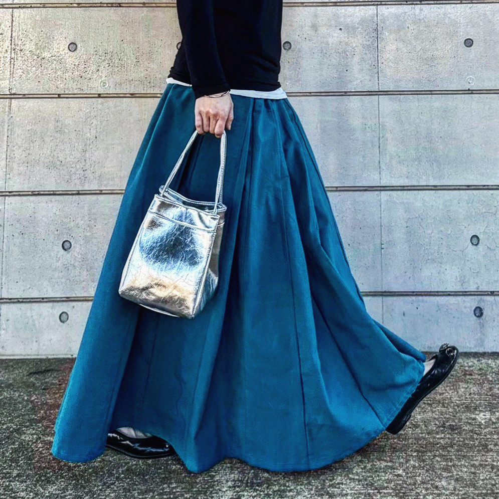 ■10日内発送■【再販】ボリュームたっぷりが旬。手作りだから出来る、贅沢に生地を使った。プリー ツロングスカート