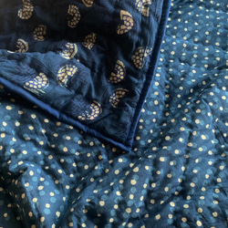 良質インド綿 藍染 ブロックプリント ベビーキルト 5枚目の画像