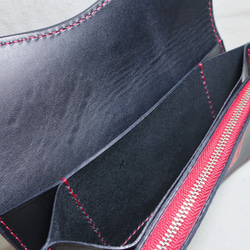 トラッカーウォレット サドルレザー 革財布 手縫い ハンドクラフト レザークラフト 革小物 レザーウォレット 馬革 新品 6枚目の画像
