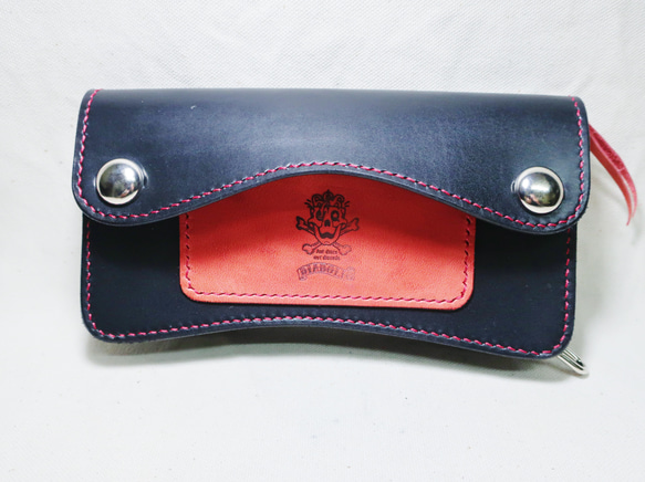 レザーカービング ミニトラッカーウォレット ブラック/サドルレザー レザーカービング ミニトラッカーウォレット ブラック/サドル