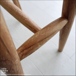 チーク無垢材 スツールCirF / N01 椅子 イス ナチュラル カフェチェア 無垢材スツール ナチュラル 手作り家具 3枚目の画像