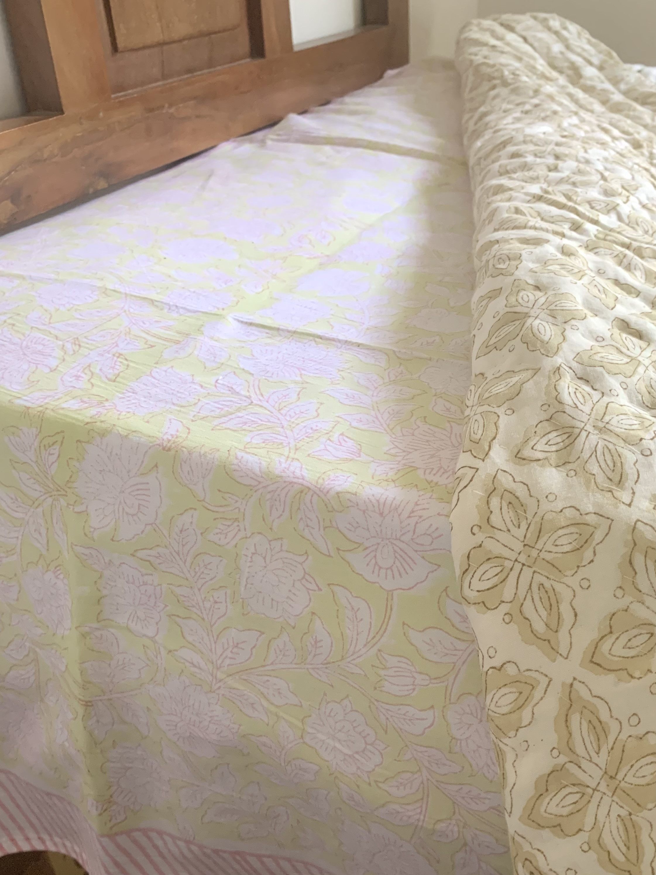 ブロックプリント218cm×270cmマルチカバーダブルベッドカバー アノーキ