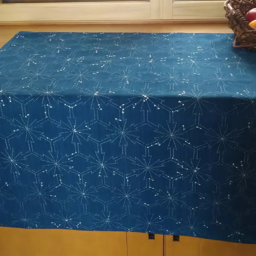 正藍染め 刺し子風呂敷 約90㌢ 撫子模様 その他インテリア雑貨