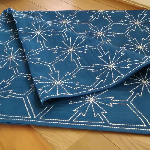 正藍染め 刺し子風呂敷 約90㌢ 撫子模様 その他インテリア雑貨