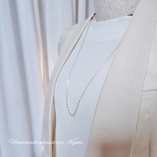 つけっぱなしOK ロングネックレス スワロフスキーパールネックレス