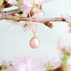 春季粉紅淡水珍珠單滴項鍊正式 14kgf 金屬防過敏禮物畢業入學典禮櫻花 第6張的照片
