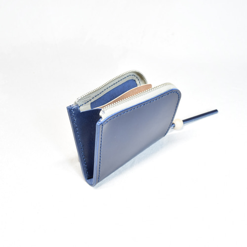 【たか】コンパクトウォレット　ミニ財布　ルガトショルダー ルガトショルダー コンパクトLファスナー財布 ネイビー たか