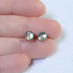 （1 件）Avalon 貝殼和水晶耳環（6 毫米，鈦柱） 第4張的照片