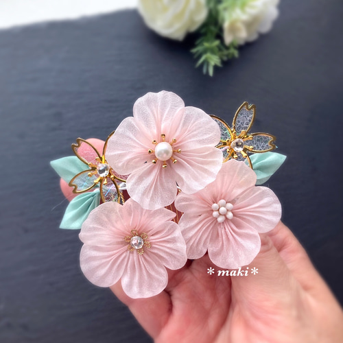 桜のつまみ細工リース7 おもた 桜のつまみ細工リース7 おもた