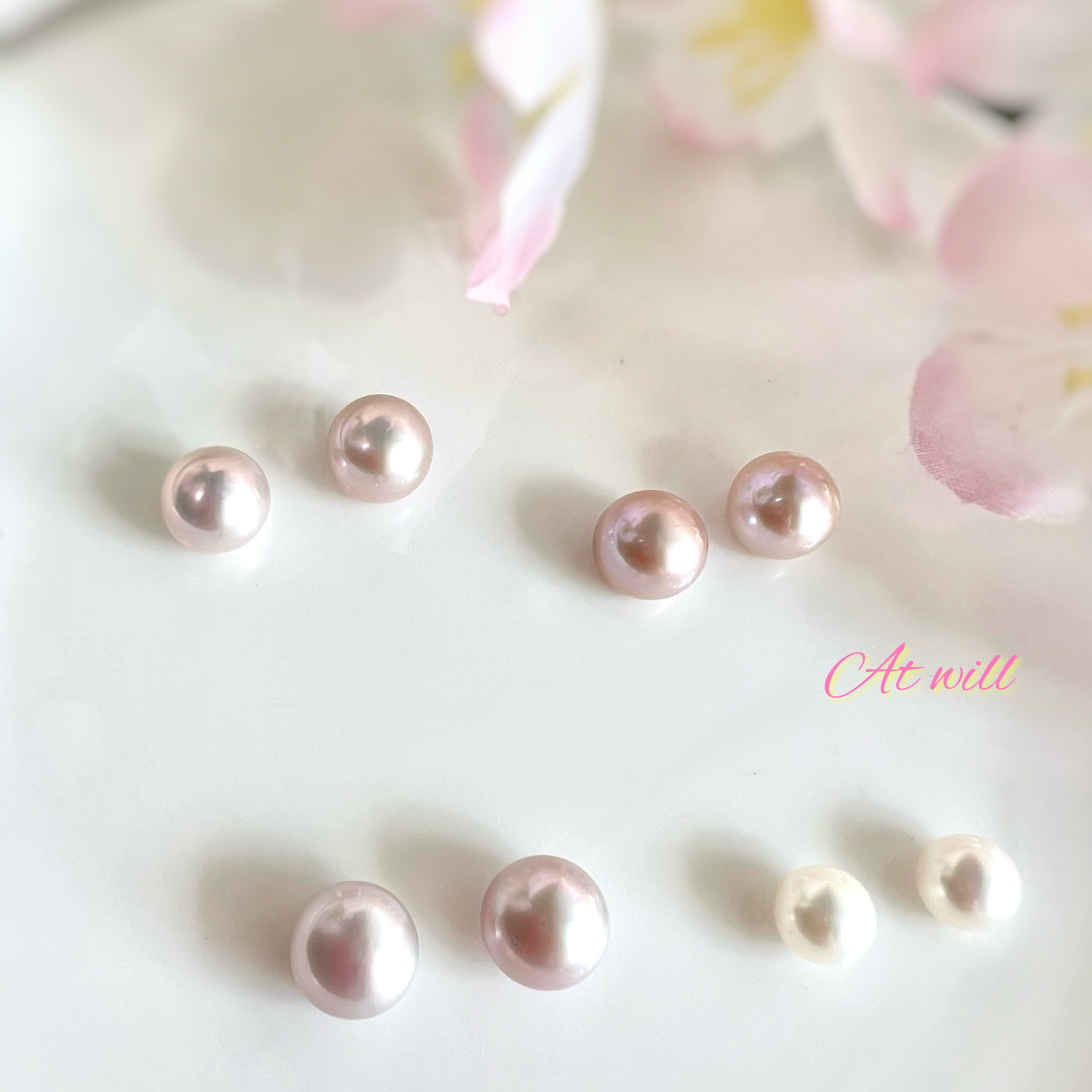 可愛すぎる♪天然のさくら色淡水パールシンプル一粒ピアス/金属アレルギー対応FDAピアス
