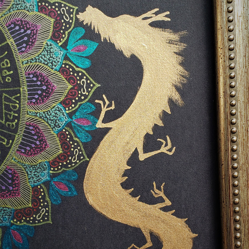 龍体文字のフトマニ図マンダラ 開（かい）】原画・額装 絵画 百目鬼堂