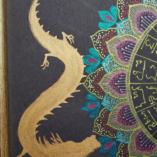 龍体文字のフトマニ図マンダラ 開（かい）】原画・額装 絵画