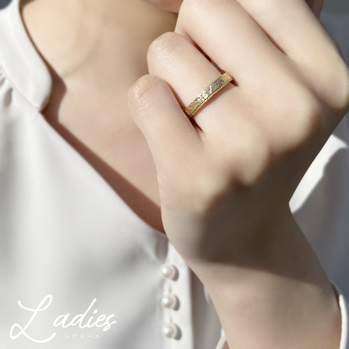 みかどん Mal. レレレさん 24Kゴールドリング 19号刻印 K18/Pt「ミーレ ワイド」リング ー ピンクゴールド｜【オレフィーチェ