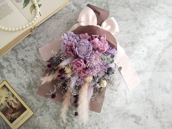 Swag bouquet ＜sirosumire＞＊スワッグ＊春＊ブーケ＊スプリング＊壁掛け＊プリザーブドフラワー＊お花 1枚目の画像