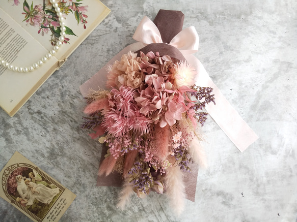 Swag bouquet ＜usuzakura＞＊スワッグ＊春＊ブーケ＊スプリング＊壁掛け＊プリザーブドフラワー＊お花＊ 10枚目の画像