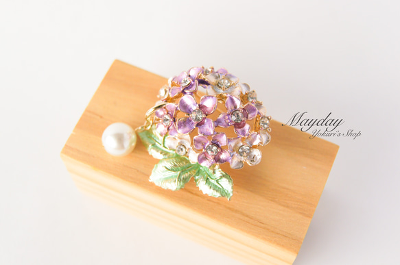 『可憐な紫陽花のブローチ』あじさい アジサイ 4枚目の画像