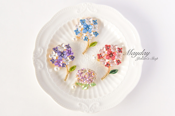 『可憐な紫陽花のブローチ』あじさい アジサイ 11枚目の画像