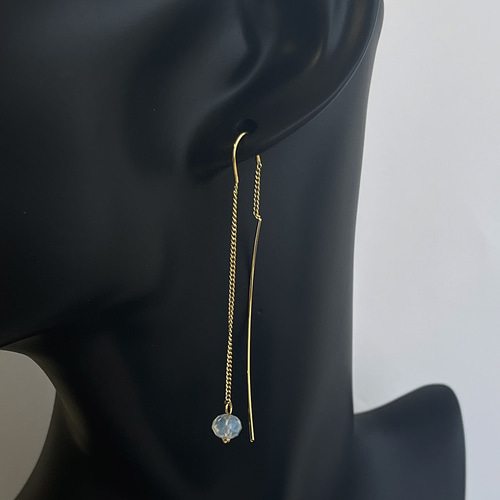 ギラギラオパールとサンストーンとグリーンジェードのアメリカンピアス