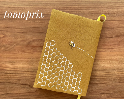 tomonao ブックカバー ミツバチ刺繍のブックカバー ブックカバー tomoprix 通販