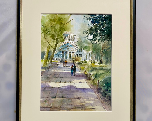透明水彩画原画横浜新しい旅立ち海 絵画