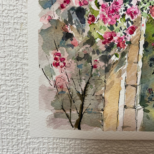 198）原画 水彩画 風景画 南フランスの小さな村 絵画 マグリット0125