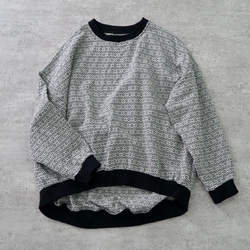 Sashiko 梭織圓形運動衫/亞麻圖案布料/三河棉 第1張的照片