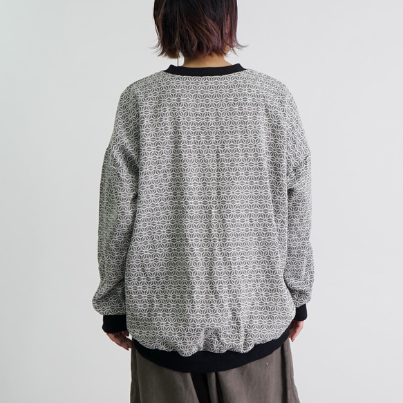 Sashiko 梭織圓形運動衫/亞麻圖案布料/三河棉 第5張的照片