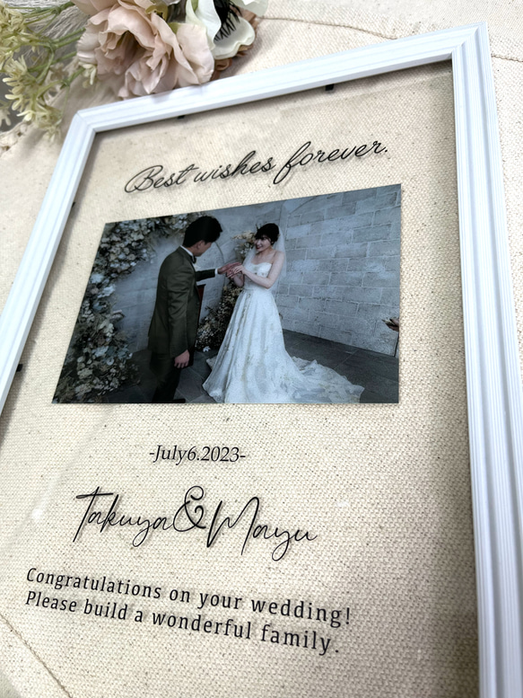 【フレーム付】結婚式 お祝い A4　クリア 写真　写真入り　クリア　クリアボード　名前入り ウェディングフォト 4枚目の画像