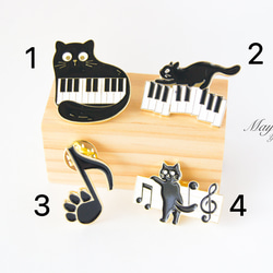 『猫と音楽シリーズ〜丸い目の猫とピアノのブローチ』 9枚目の画像