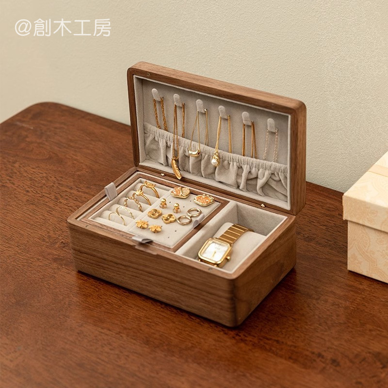 木製ジュエリー収納 小物入れ アクセサリーケース 間仕切り 大容量 女性 内祝い ギフトラッピング