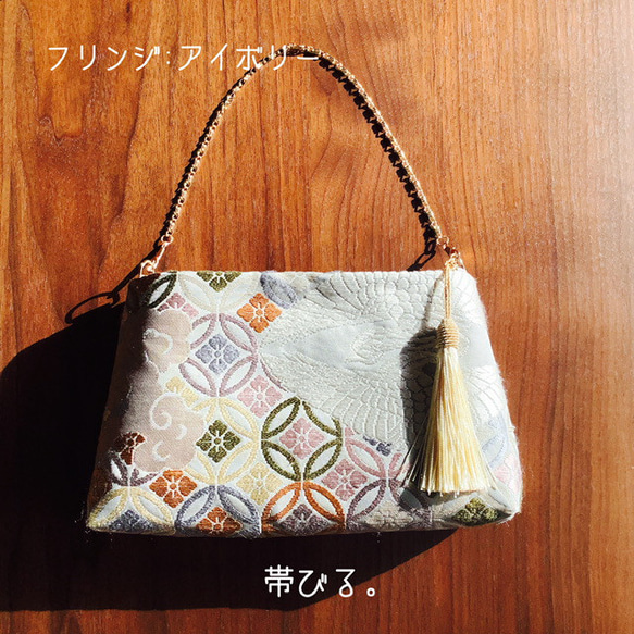 ＊Handbag ✳︎ハンドバッグ✳︎西陣✳︎能衣双鶴七宝文✳︎気品✳︎ 2枚目の画像