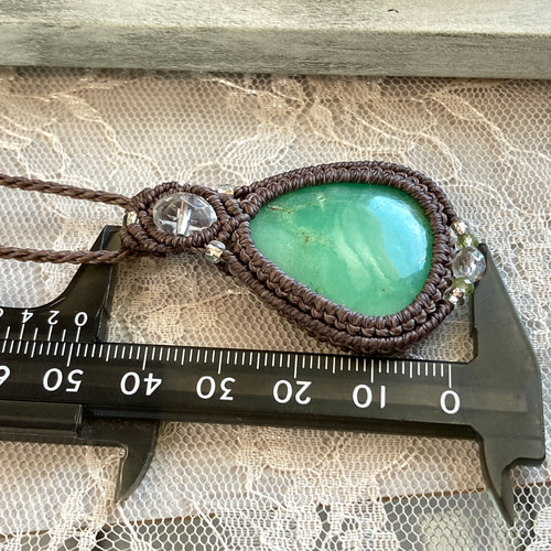 クリソプレーズ マクラメ編みネックレス・マクラメネックレス