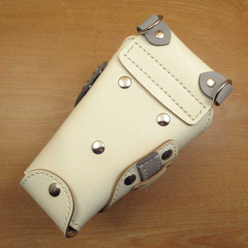 ホワイト＆ライトグレー　６丁差し　本革シザーケース　SCA-158/WHD 手縫い 本革 6丁差し シザーケース (ホワイト＆ライトグレー