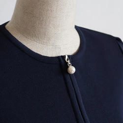【立即出貨◎】珍珠拉鍊針織外套【海軍藍】 第11張的照片